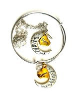 MOM Jewelry Set, Necklace &amp; Bracelet Set, I Love You Charm, Mothers Day ... - £18.81 GBP