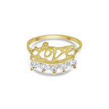 Love Ring 10k Yellow Gold Cz Band Size 9 - £104.92 GBP