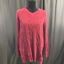 Women&#39;s Classic Elements Maroon Cable Ribbed Knitted Sweater Top - $11.33