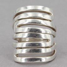 Retired Silpada Heavy Sterling Silver Bold MODERN MAZE 1&quot; Wide Ring R1532 Sz 5.5 - £38.49 GBP