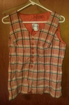 Funky Century Of Boston Wool Orange Plaid Vest Size 12 1960&#39;s Womens - £13.28 GBP