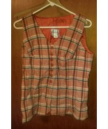 Funky Century Of Boston Wool Orange Plaid Vest Size 12 1960&#39;s Womens - £13.41 GBP