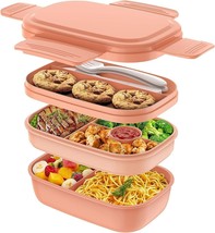 Bento Box Adult Lunch Box,3 Stackable Bento Lunch Containers for Adults/Kids, - £18.19 GBP