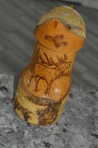 Unusual primitive hand-made Stein of Wood w Elk in Woods etched, 1975, 8... - $29.99