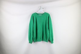 Vintage 80s Streetwear Womens XL Faded Blank Crewneck Sweatshirt Kelly Green USA - £31.07 GBP