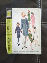 Mccalls 8100 Misses Junior Dress Sewing Pattern Size Large 15 - 16 Cut Vtg 1960s - £9.77 GBP