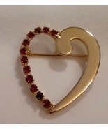 Garnet Red Rhinestone Heart Brooch - $9.54 CAD