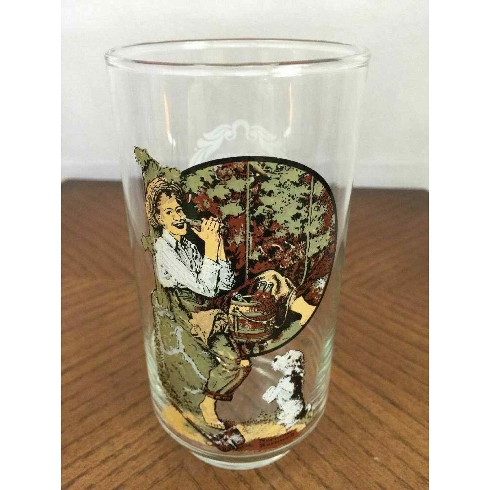 Primary image for Coca Cola Norman Rockwell Repro Drinking Glass Tumbler Barefoot Boy and Dog