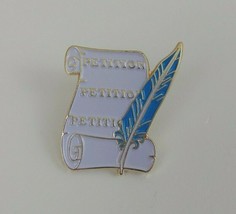 Vintage Petition Scroll Paper With Blue Quill Pin Lapel Pin - £4.28 GBP