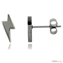 Small Stainless Steel Lightning Bolt Stud Earrings, 3/8 in - £6.22 GBP