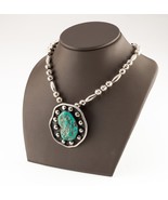Sterling Silver Tumbled Navajo Turquoise Handmade Pendant w/ Silver Bead... - $1,188.00