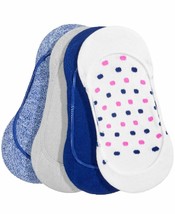 HUE 4-Pack Low Cut Women&#39;s Liner Socks Blue Print White Gray OSFM NEW - $61.09