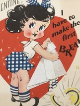 Vintage Carrington Adorable Girl w/ Cloth Towel First Break Valentine Gr... - $9.49