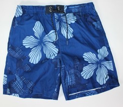 Nautica Mens Size Medium Blue Floral Lined Swim Swimming Trunks Shorts - $18.31