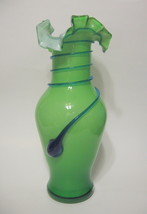 Studio Art Glass Green Vase Handblown Cased Glass - $54.99
