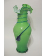 Studio Art Glass Green Vase Handblown Cased Glass - £43.79 GBP