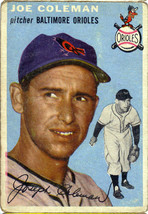 Topps #195  Joe Coleman baseball card 1954 - $15.00
