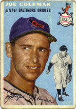 Topps #195  Joe Coleman baseball card 1954 - £11.95 GBP