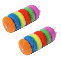 Round Nylon Plastic Scrubber Dish Wash and for Utensils Assorted 12 Colours - £15.85 GBP
