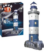 Lighthouse 3D Jigsaw Puzzle 216 Piece Night Edition Ravensburger 15.2&quot; H - $750.29 MXN
