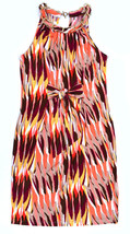 Donna Ricco Dress Orange Size 6 Gold Chain Neckline Sleeveless Knee Length - £23.74 GBP