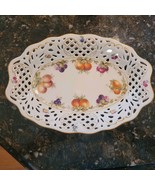94/1630 Vintage Schumann Bavaria Reticulated Platter Fruit Pattern - $44.95