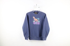 Vintage 90s Boys Large Faded Spell Out Dinosaurs Crewneck Sweatshirt Blu... - £27.06 GBP