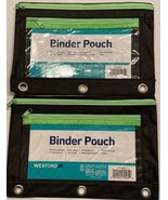 Pencil Pouch 3 Ring, Zipper Black And Green Case Binder Cosmetic Bag 2 Pcs - $179.32 MXN