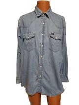 Vintage Wrangler Denim Shirt Mens Size XL Western Pearl Snap Cowboy Rodeo - £27.45 GBP