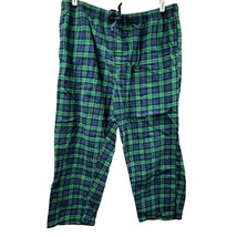 St. John&#39;s Bay Mens XXL Green Blue Plaid Lounge Sleep Pants Flannel Draw... - £13.74 GBP