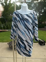 Nwot Chicos Blue Diagonal Stripe Asymeterical Hem Tunic 3 - £17.29 GBP