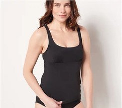 Lands&#39; End Square-Neck Underwire Tankini Swimsuit Top (Black, Reg 4) A469401 - £16.12 GBP