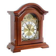 Bedford Clock Collection Redwood Mantel Clock With Chimes - £113.84 GBP