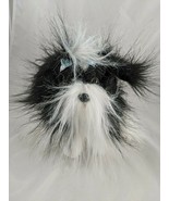 Animal Alley Black White Fluffy Dog Plush 8 Inch Tall 2000 Stuffed Anima... - $15.95