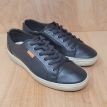 Ecco Men’s Leather Sneakers Sz 8 Extra Wide Black Leather - £43.07 GBP