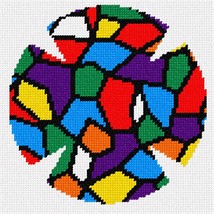 Pepita Needlepoint kit: Yarmulka Stained Glass Colors, 7&quot; x 7&quot; - £39.54 GBP+