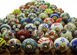 Drawers Knobs Door Cupboard Pulls Indian Mix Knobs Assorted Multi Color Ceramic - £20.75 GBP+