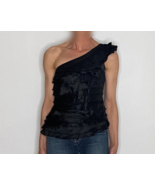 One Shoulder Layered Ruffle Top Black Designer Top - €132,73 EUR