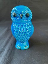 Rare vintage Bitossi rimini style blue owl made in italy - $119.07