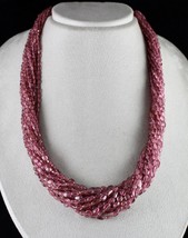 Natural Pink Tourmaline Beads Long Shape 15 L 745 Ct Gemstone Statement Necklace - £3,172.09 GBP