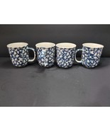 Tienshan Stoneware Blue White Mugs Set of 4, Folk Craft Tea Cups Ceramic... - $19.80