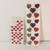 Vintage 1980&#39;s Sandylion Shiny Heart Stickers  NEW Unused Red Rainbow Prismatic - £22.48 GBP