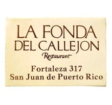 La Fonda Del Callejon Restaurant Vintage Box Matches San Juan Puerto Rico E76m2 - £15.46 GBP