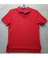 Polo Ralph Lauren Shirt Mens Medium Red High Low Slit Custom Fit Perform... - $27.86 CAD