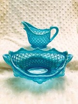 Antique Victorian Davidson Pearline Pressed Glass Creamer &amp; Sugar Bowl (... - $67.32