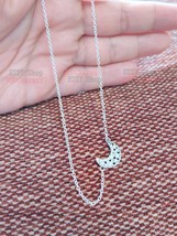 2023 Summer Release 925 Sterling Silver Sparkling Crescent Moon Pendant Necklace - £16.71 GBP