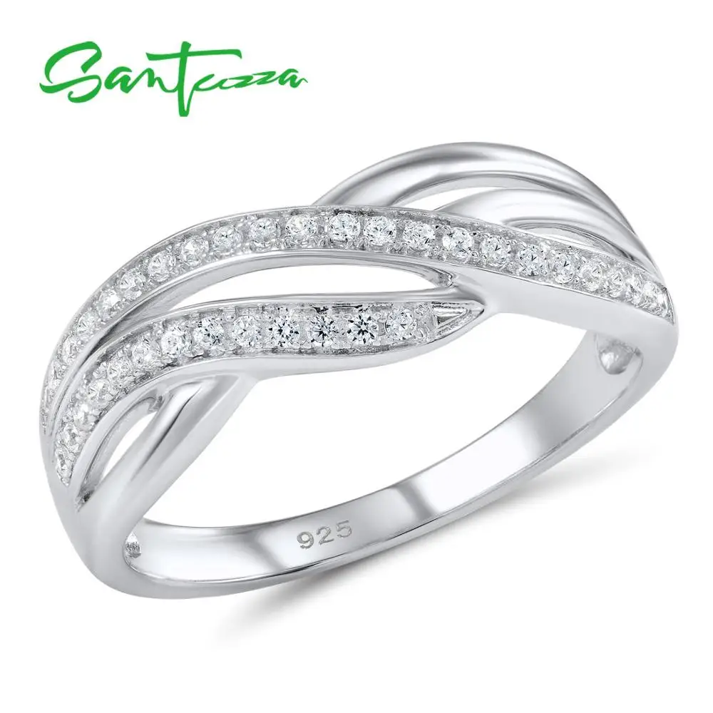 SANTUZZA Pure 925  Silver Ring For Women Shiny White  Simple Daily Wear ... - $38.48