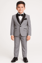 Boys Light Grey Shawl Tuxedo Suit - $2,245.46 MXN+