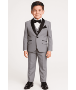 Boys Light Grey Shawl Tuxedo Suit - $2,245.46 MXN+