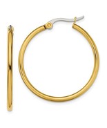 Chisel Stainless Steel Polished Yellow IP-plated 32mm Diameter 2mm Hoop ... - $43.10